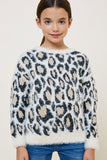 G8019-IVORY Leopard Mohair Sweater Front
