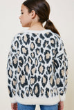 G8019-IVORY Leopard Mohair Sweater Back