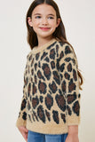 G8019-TAN Leopard Mohair Sweater Alternate Angle