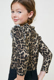 G8063-LEOPARD Leopard Ruffle Collar Long Sleeve Top Back