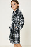 G8081-BLACK Plaid Knit Duster Coat Alternate Angle