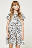 G8226-CREAM Leopard Mini Swing Dress Front