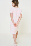 G9041-PINK Frayed Tweed Midi Dress Back