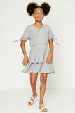 G9249-HEATHER GREY Smock Waist Dress Front