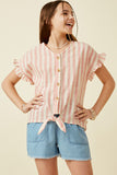 G9275-BLUE-1M.jpg Stripe Linen Button-Down Top Front