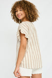 Stripe Linen Button-Down Top