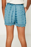 GC1003-CORAL Lace Trim Tie Dye Shorts Back