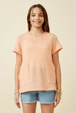 Waffle Knit Patch Pocket Short Sleeve Dolman Top