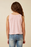 GDK1909 Pink Girls Patterned Button Detail Knit Tank Back