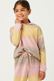 GDN4064 PINK Girls Brushed Knit Block Stripe Hoodie