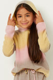 GDN4064 PINK Girls Brushed Knit Block Stripe Hoodie