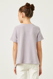 GDN4561 Lavender Girls Short Sleeve Handkerchief Hem French Terry Top Back