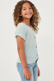 GDN4632 SAGE Girls Textured Knit Buttoned Twist Front Top Side