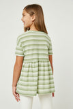 GDY2550 Olive Girls Three Tone Texture Stripe Knit Peplum Back