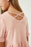 GDY2571 BLUSH Girls Cross Back Knit Peplum Top Detail