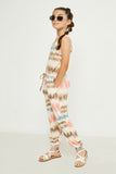 GDY2906 Coral Mix Girls Striped Tie Dye Sleevless Knit Jumpsuit Side 2