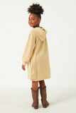 GDY2960 MUSTARD Girls Brushed Stripe Hooded Long Sleeve Knit Dress Back