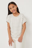 Chalk Striped Raw Edge Raglan Knit Top