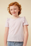 Girls Textured Ruffle Shoulder Knit Top Front