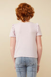 Girls Textured Ruffle Shoulder Knit Top Back