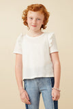 Girls Textured Ruffle Shoulder Knit Top Front