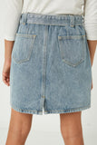 Gj1081 Light Denim Girls Belted Denim Skirt Detail