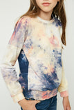 GJ3060 Cream Tie Dye Smocked Top Detail