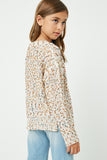 GJ3121 Ivory Girls Textured Confetti Knit Sweater Back