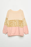 GJ3132 Ivory Girls Long Sleeve Gold Leopard Panel Top Front Flat