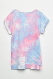 GJ3201 Light Blue Girls Tie Dye Banded Short Sleeve Tee Flat Back