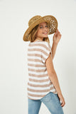 GJ3217 Peach Girls Heathered Stripe Knit Oversized Top Back