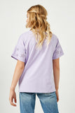 GJ3224 VIOLET Girls Eyelet Cut Sleeve Detail Top Back