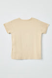 GJ3252 TAN Girls Side Ribbon Tie T Shirt Back Flat