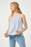 GJ3282 DENIM Girls Striped V Neck Cami Front