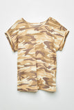 GJ3295 Camo Girls Camo Banded T Shirt Front Flat