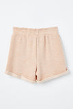 GJ3341 Blush Girls Heathered Rolled Leg Knit Shorts Back Flat