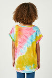 GJ3398 Mustard Girls Tie Dye Banded Cuffed Sleeve Tee Back