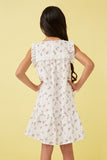 GK1038 OFF WHITE Girls Ditsy Floral Square Lace Bib Dress Back