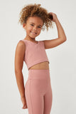 GK1199 Mauve Girls V Neck Cropped Active Tank Side