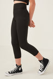 GK1200 Mauve Girls Cropped Solid Active Leggings Front