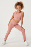 GK1200 Black Girls Cropped Solid Active Leggings Pose