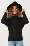 GK1215 Black Girls Textured Zipper Detail Long Sleeve Knit Top Front