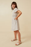 Girls Textured Ditsy Floral Short Sleeve Smock Waist Dress Side