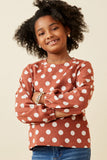 Polka Dot Knit Balloon Sleeve Top