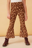 Floral Print Corduroy Bell Bottoms Pants