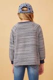 GK1437 Navy Girls Striped Contrast Banded Raglan Knit Top Back