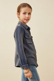 Girls Overdyed Textured Button Up Shirt Side