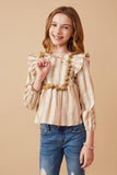 Textured Stripe Tasseled Bodice Top