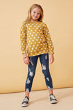 Girls Polka Dot Raglan French Terry Sweatshirt Full Body