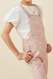 GK1467 Dusty Rose Girls Ditsy Floral Bell Bottom Overalls Detail